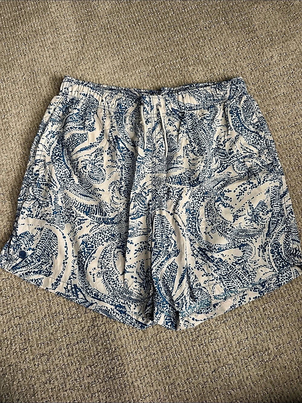 Lilly Pulitzer Paisley Swim Shorts in Blue & White Size Medium